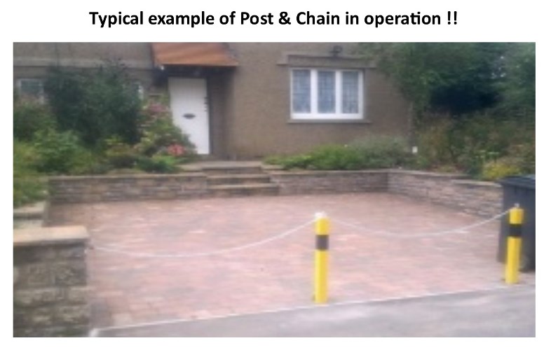 Typical example of Parking Posts & Chain in Use