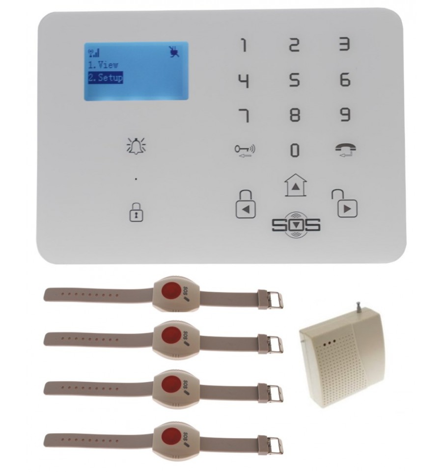 Kp9 GSM sans fil 200-400 metre Staff Sans Fil Panic Alarme Kit d with Wristb 