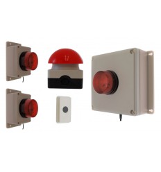 Wireless Lockdown Alarm with Adjustable Buzzers, Latching Flashing LED's
