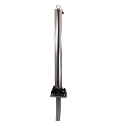 Stainless Steel 76 mm Diameter Fold Down Parking Post with Ground Spigot & Top Eyelet 
