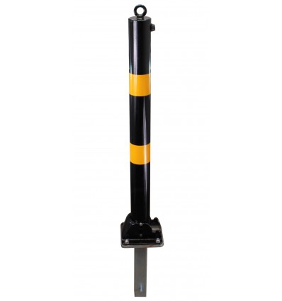 Black & Yellow 76 mm Diameter Fold Down Parking Post with Ground Spigot