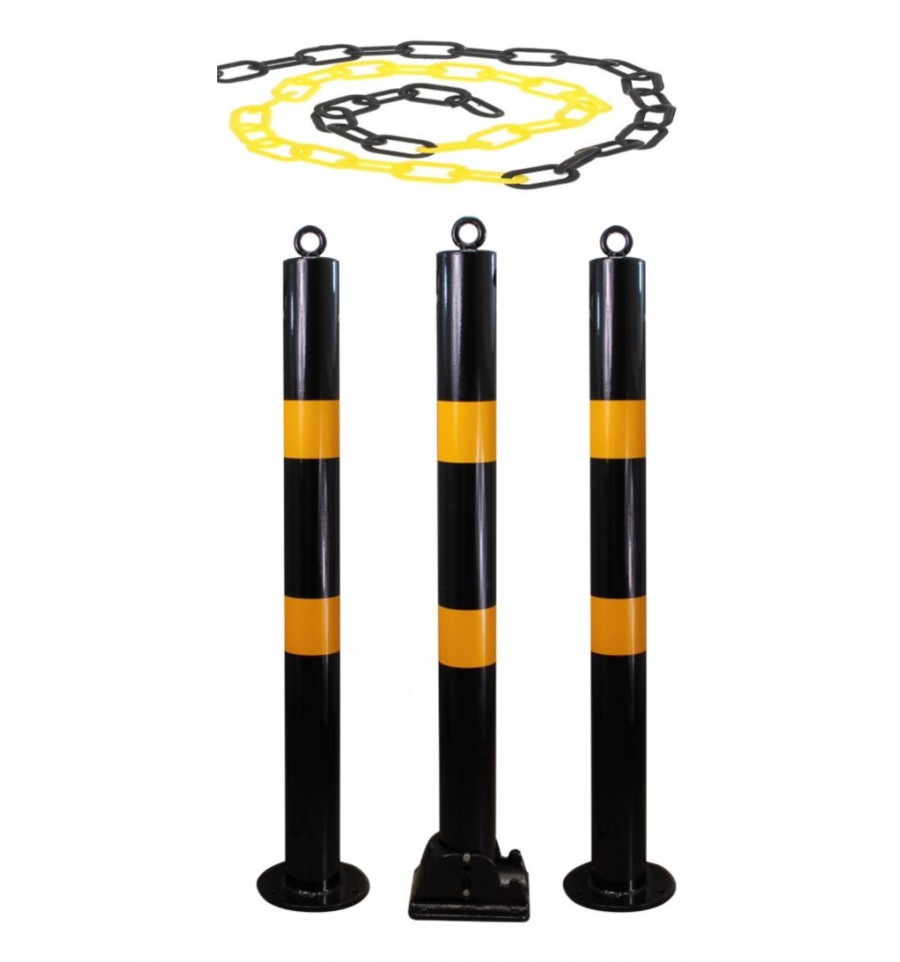 Black & Yellow Steel Parking Posts Chain Kit