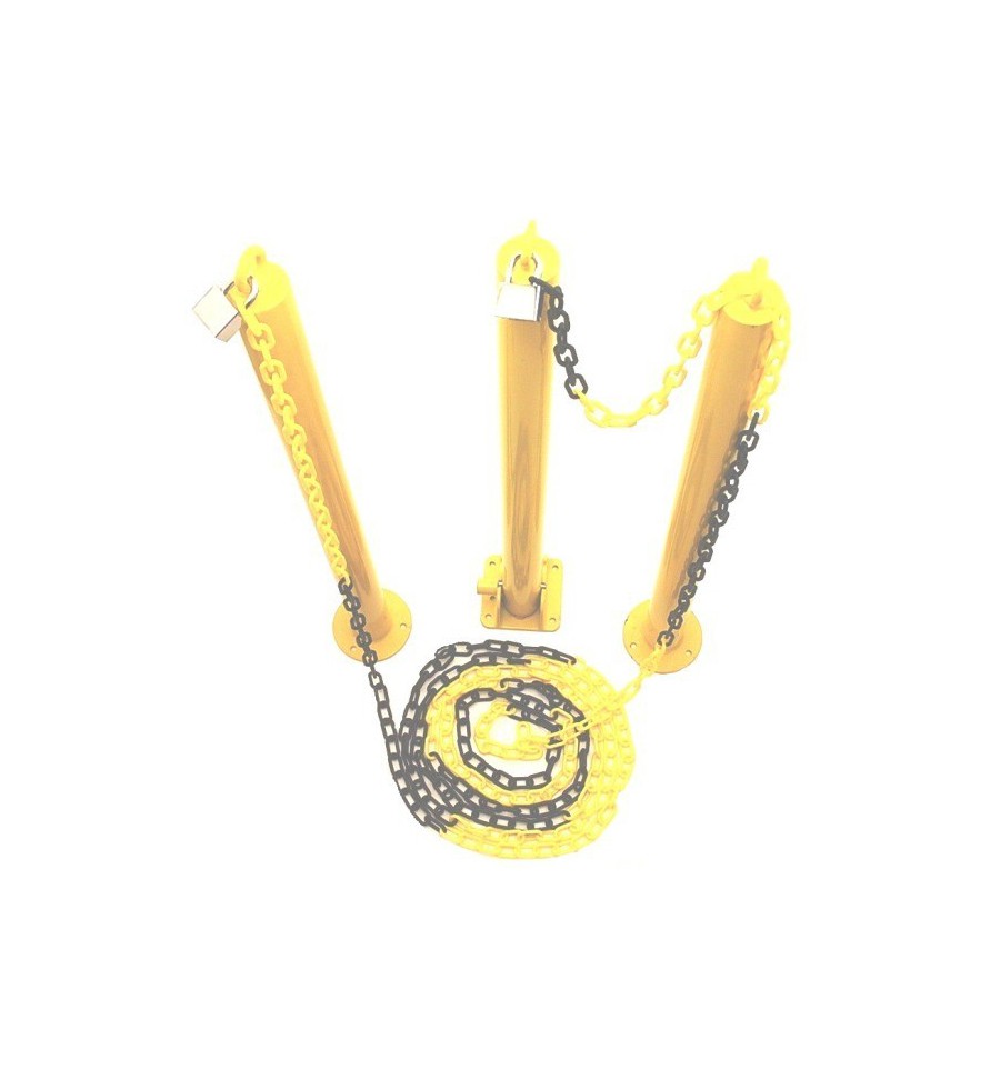 76 mm Static and Fold Down Yellow Parking Posts Chain Kit.