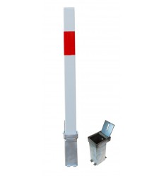 H/D White & Red 100P Security Parking Posts & 2 x Ground Bases.