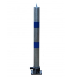 Galvanised & Blue 900W-76 Fold Down Parking Post, Integral Lock & Eyelet (001-2600 K/D, 001-2590 K/A).