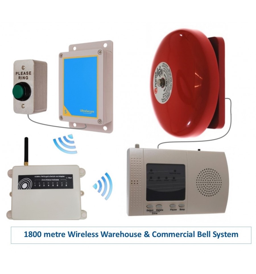 Extra Long Range 1800 metre Wireless Warehouse S Entry Bell System