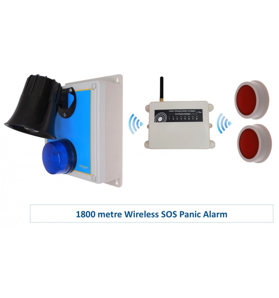 1200 m Wireless Loud Panic Alarm & Under Desk Panic Buttons S Range