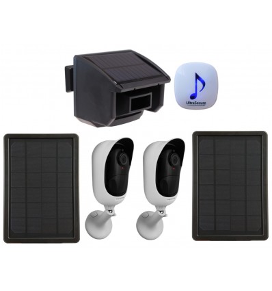 DA600 Wireless Garden & Driveway Alarm with 2 x Solar Wifi Cameras