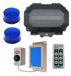 Wireless Commercial Doorbell Flashing LED Kit inc Heavy Duty Push Button & 2 x Blue Flashing LEDs
