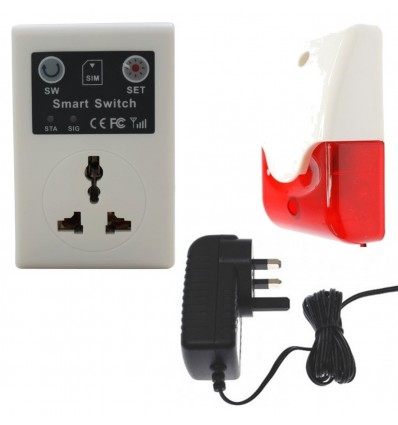 GSM Wall Socket Switch Relay with Siren & Strobe