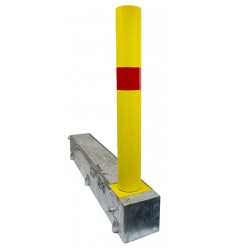 Yellow Fold Away (coffin) Parking Post with a Reflective Red Band