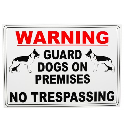 Sign A4 White black Protection Dogs Warning Sign For Car or Building 