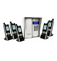 UltraCOM3 - Five Apartment Wireless Intercom - Battery or DC - Silver Caller Station & Silver Hood