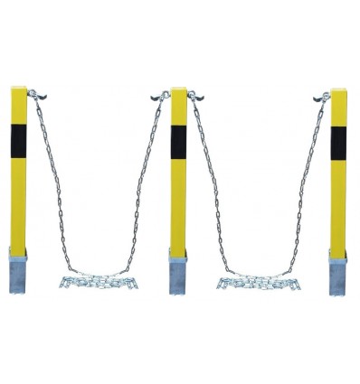 Yellow 100P Removable Security Post chain kit with Chain Eyelets