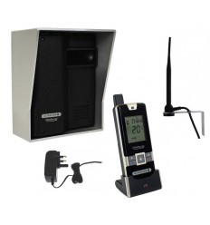 Wireless 600 metre Gate & Door Intercom (UltraCom2 No keypad) Black - Silver Hood - External Aerial - Power Supply