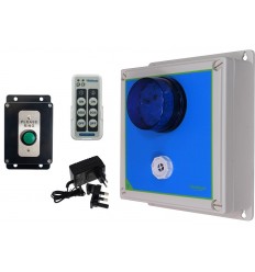 800 metre Wireless Commercial Doorbell with Siren - Strobe - Please Ring Black Push Button
