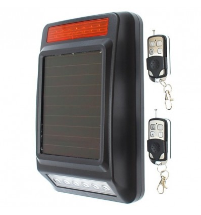 Solar Powered Wireless Siren & Flashing Strobe Light & Remote Controls