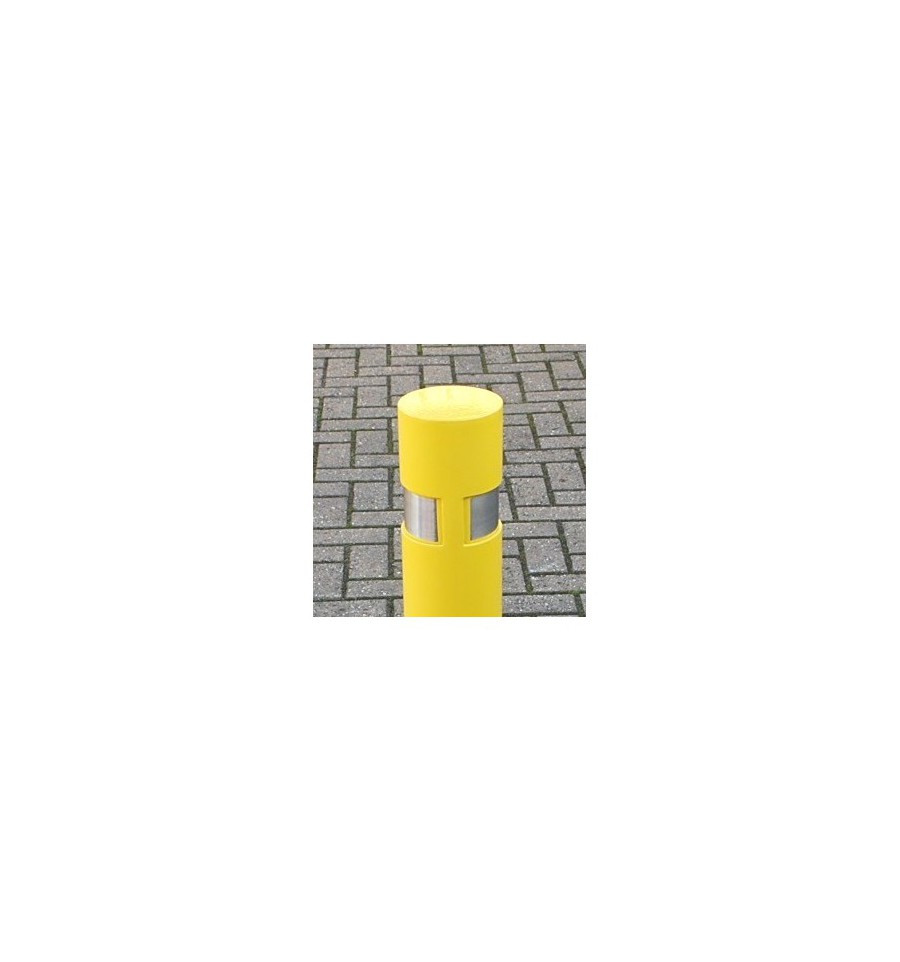 Ultra Secure Direct Static Heavy Duty Fixed Yellow Steel 120FY Security Bollard /& Reflective Stainless Steel Insert