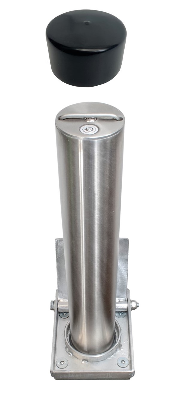 Stainless Steel Telescopic Security & Parking Post with Integral Top Lock & Protective Cap.