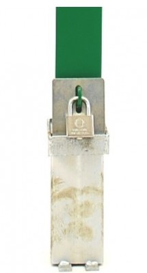 Padlock for Green 100P Removable Security Post with a White Reflective Band.