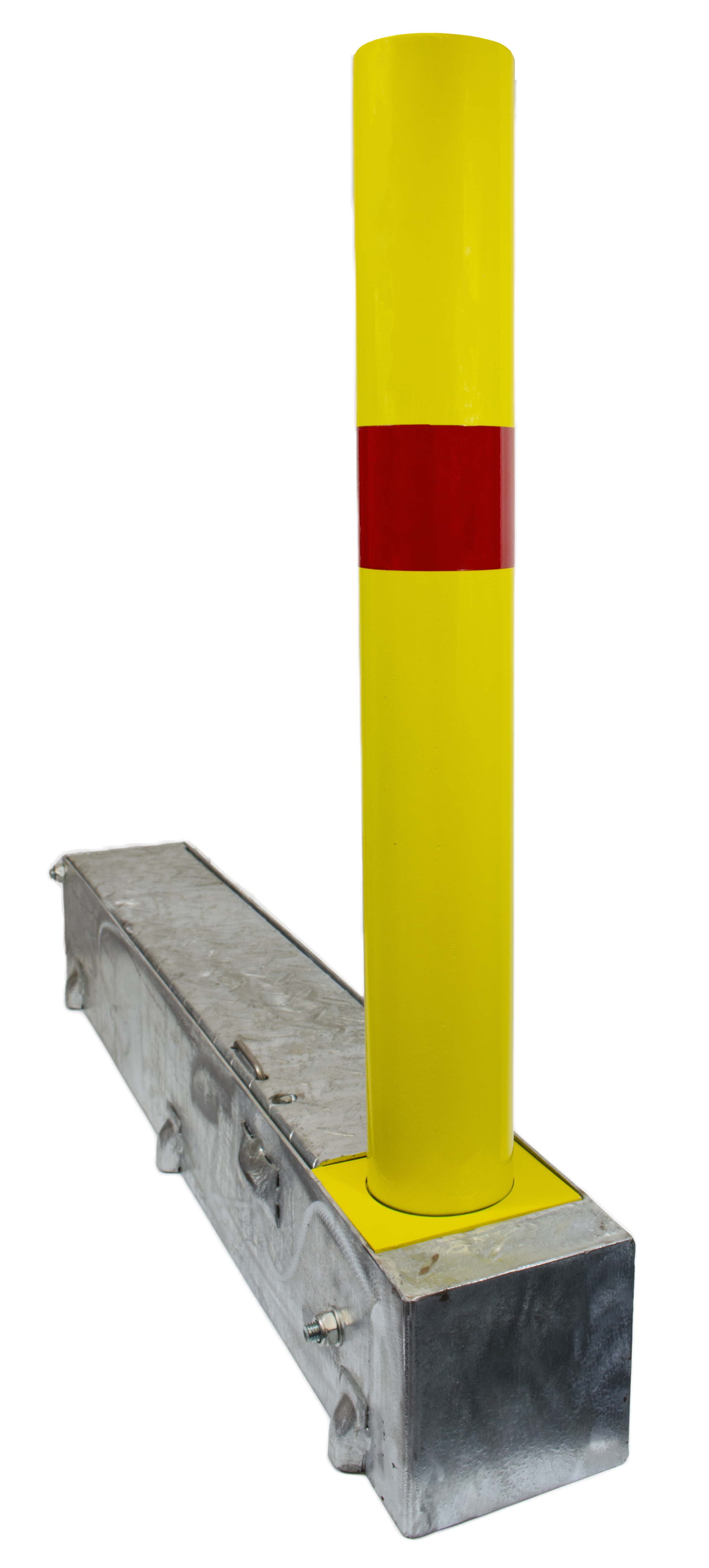 Fold Away (coffin) Yellow Parking Post supplied with a Reflective Red Band